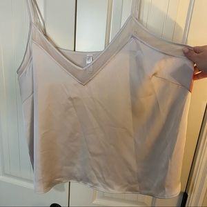 3X Spanx satin off-white cami with mesh detail